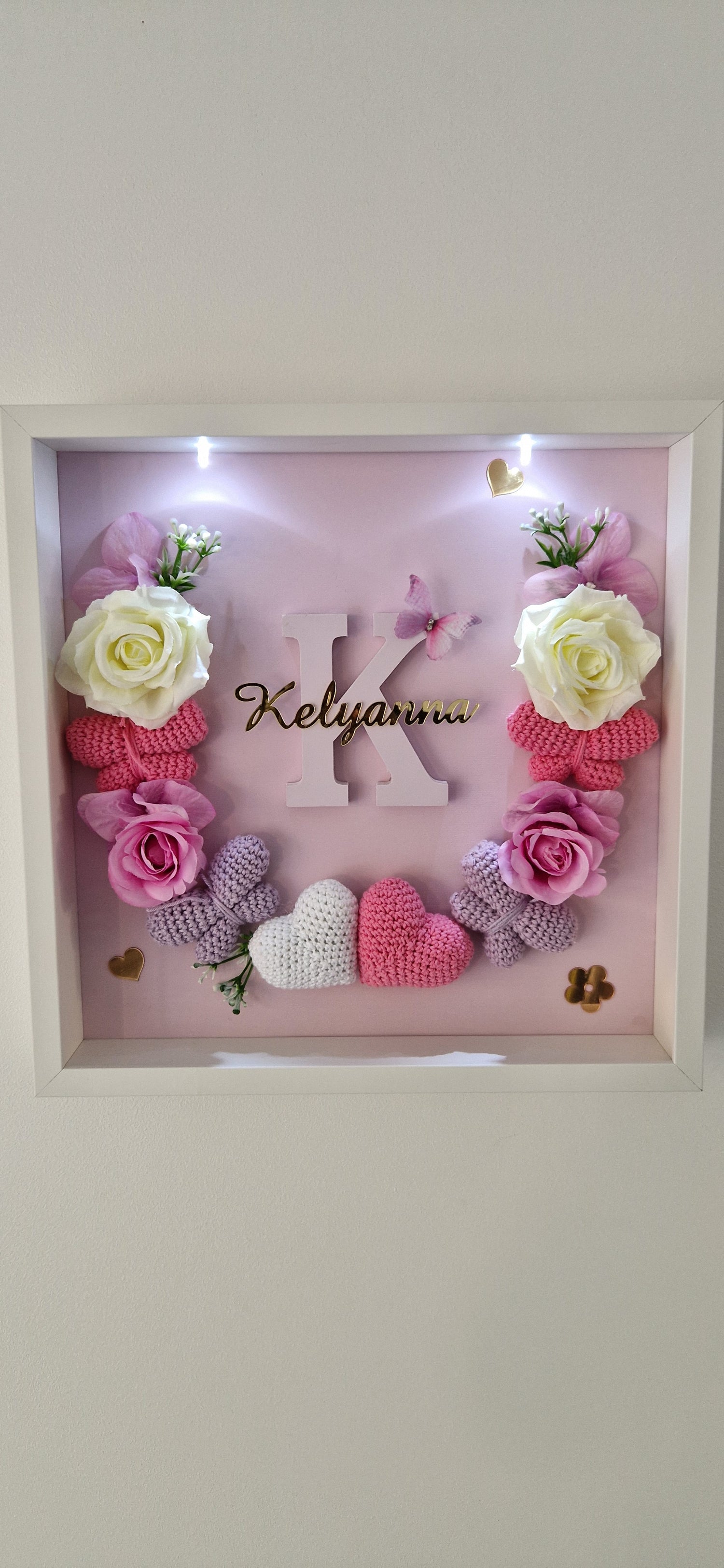 KELYANNA - CADRE PERSONNALISÉ CROCHET CHAMBRE BÉBÉ - JARDIN PRINTANIER