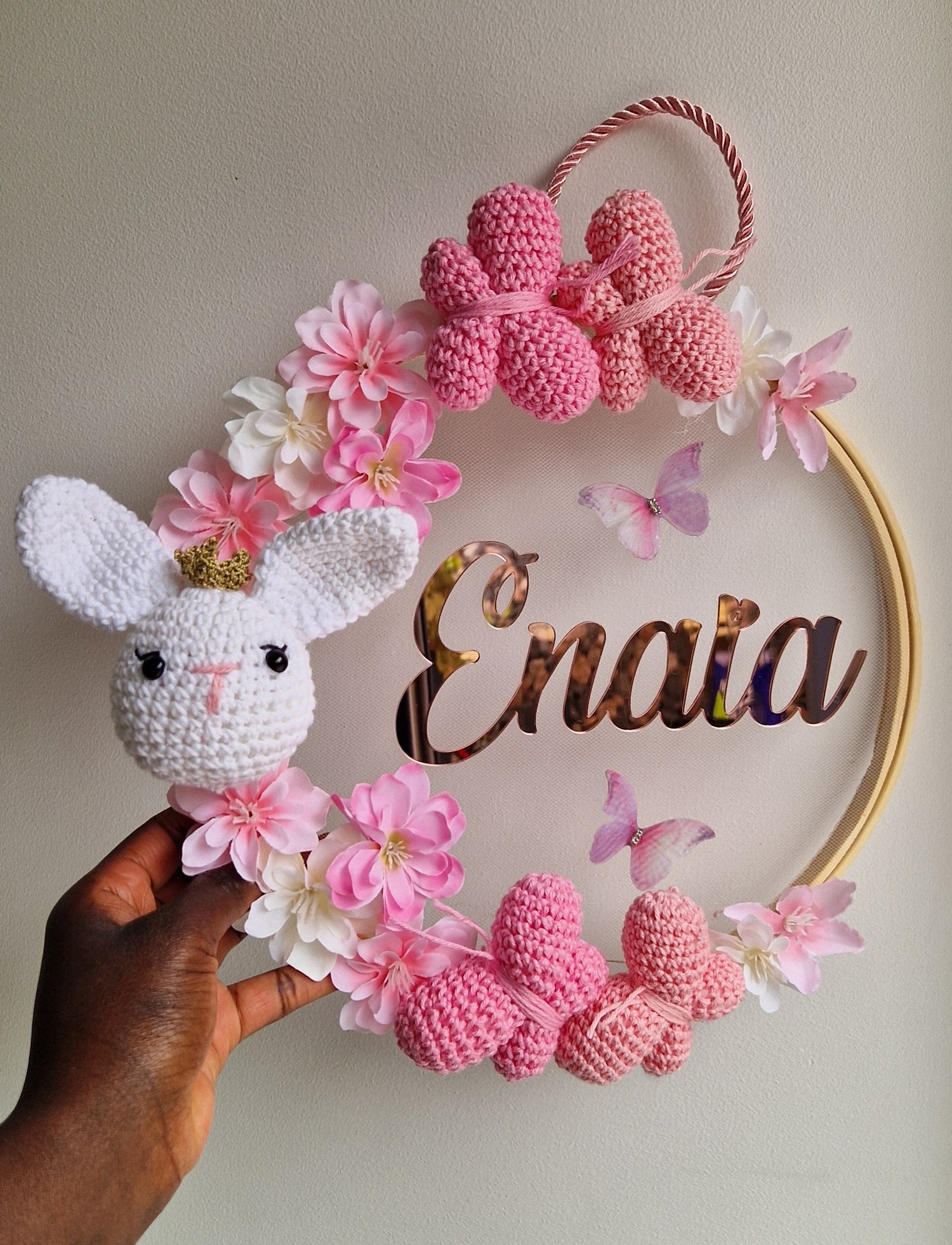 ENAÏA - COURONNE PERSONNALISÉ CROCHET CHAMBRE BÉBÉ - LAPINE