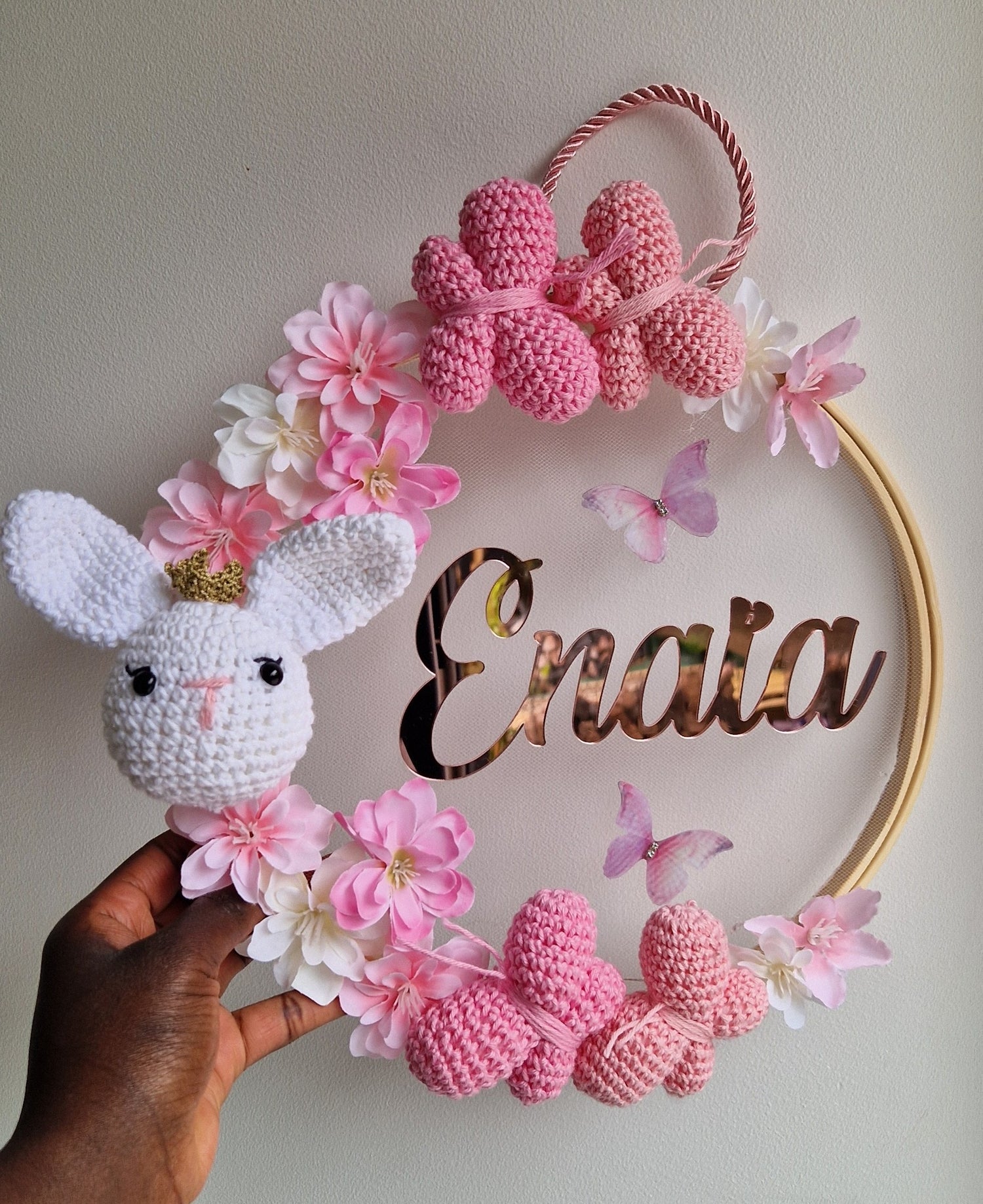 ENAÏA - COURONNE PERSONNALISÉ CROCHET CHAMBRE BÉBÉ - LAPINE